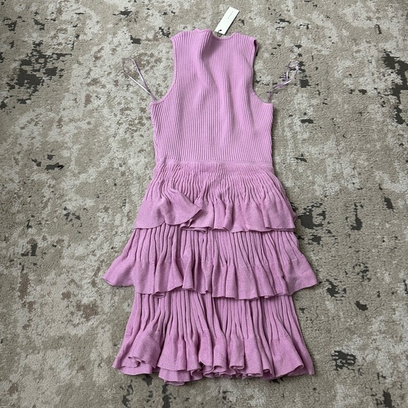 MABLE Ribbed Tiered Mini Dress Size Large NWT - Pink - Picture 2 of 4